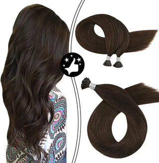 100g I Tip Hair Extensions - (Stick Tips) Chocolate Brown #4 - NZAZU