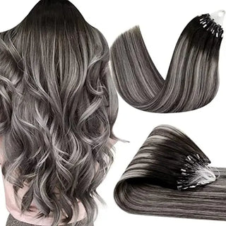 100g Premium Luxury Micro Ring  Hair Extensions -( Micro Loop )  #1b/Silver - NZAZU