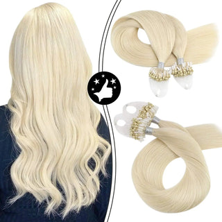 100g Premium Luxury Micro Ring Hair Extensions -( Micro Loop )#60 White Blonde - NZAZU