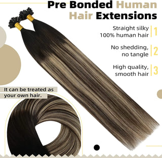100g U Tip Hair Extensions -( Nail tips )  #1B/4/27 - NZAZU
