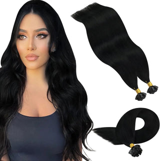 100g (2 Packs) U Tip Hair Extensions -( Nail tips )  #1 Jet Black - NZAZU