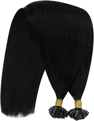 100g (2 Packs) U Tip Hair Extensions -( Nail tips )  #1 Jet Black - NZAZU