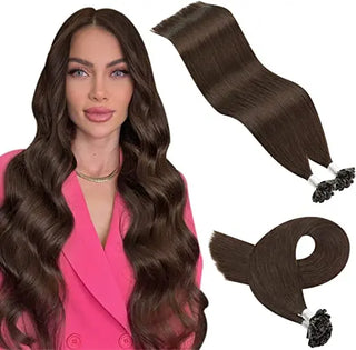 100g (2 Packs) U Tip Hair Extensions -( Nail tips )  #4 Chocolate Brown - NZAZU
