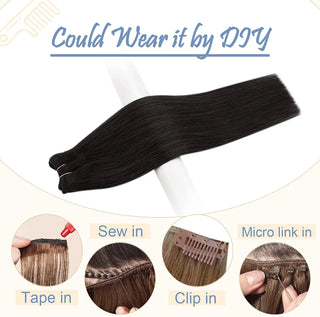 #1B Natural Black Remy Human Hair Weft/Weave Extensions - 100g - NZAZU