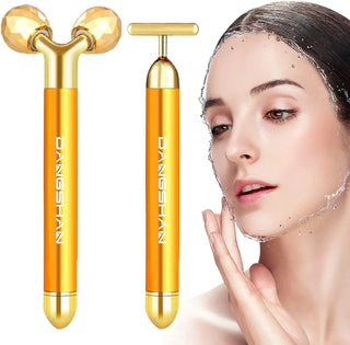 2-IN-1 Electric Face Massager Bar 24k Golden Facial Massager- Skin care - NZAZU