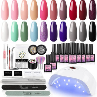 25 Pcs Set Gel Nail Polish Starter Kit  with 36W UV Nail Dryer - NZAZU