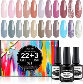 25 pcs Gel Nail Polish Set, Soak Off UV LED Gel Polish Nail Polish Set - NZAZU