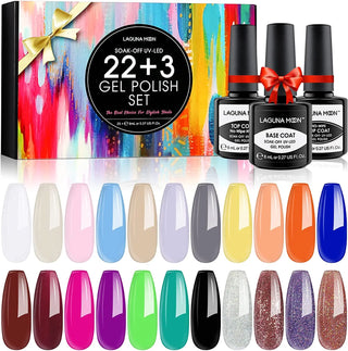 25 pcs Gel Nail Polish Set, Soak Off UV LED Gel Polish Nail Polish Set - NZAZU