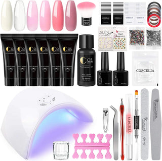 27 Pcs Poly Nail Gel Kit 36W UV/LED Lamp Gel Nail Starter Kit - NZAZU
