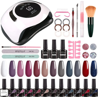 35 Pcs Gel Nail Polish Starter Kit  with 120W UV Nail Dryer - NZAZU