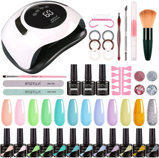 35 Pcs Set Gel Nail Polish Starter Kit  with 120W UV Nail Dryer - NZAZU
