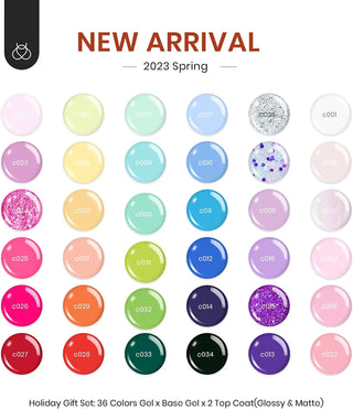 36 pcs Gel Nail Polish Set, Soak Off UV LED Gel Polish Nail Polish Set - NZAZU
