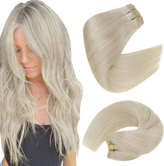 #60 Platinum Blonde Remy Human Hair Weft/Weave Extensions - 100g - NZAZU