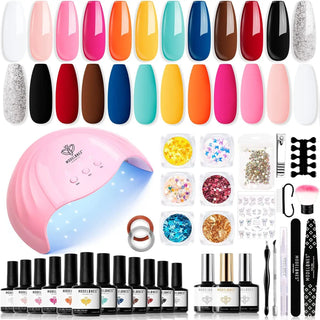 GEL NAIL POLISH STARTER KIT 1 WITH 48W UV NAIL DRYER -33 SET - NZAZU