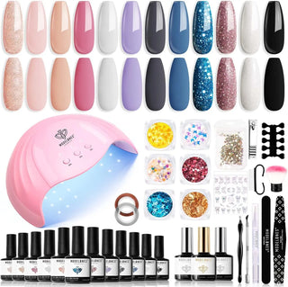 GEL NAIL POLISH STARTER KIT 1 WITH 48W UV NAIL DRYER -33 SET - NZAZU
