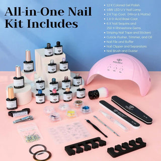 GEL NAIL POLISH STARTER KIT 1 WITH 48W UV NAIL DRYER -33 SET - NZAZU