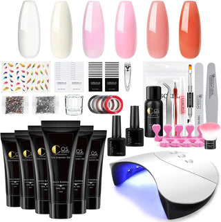 Gel Nail Polish Starter Kit 1 with 48W UV Nail Dryer - Poly Gel Set - NZAZU
