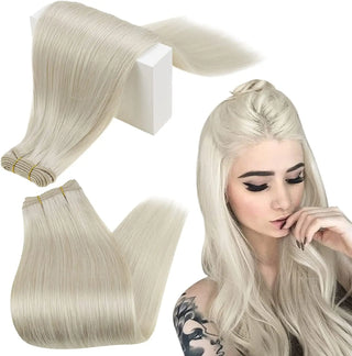 Ice Blonde Remy Human Hair Weft/Weave Extensions - 100g - NZAZU