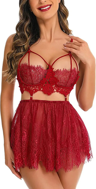 Leona Sexy Lingerie Sexy Babydoll Lace Chemise - NZAZU