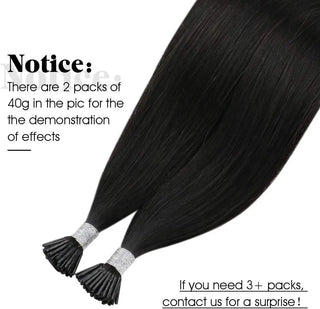100g I Tip Hair Extensions - Natural Black #1B - NZAZU