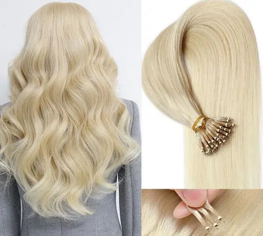 White Blonde #60 Micro Ring Beads Remy Human Hair Extensions, 20 / 100g / Blonde