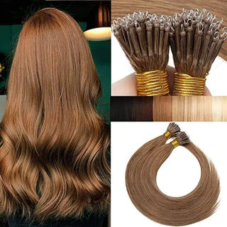 100g Premium Luxury Nano Ring Hair Extensions Colour  #6 Lightest Brown - NZAZU