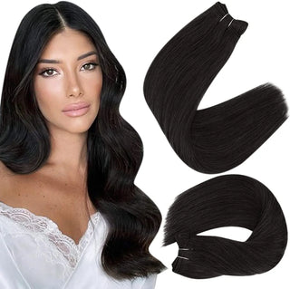 #1B Natural Black Remy Human Hair Weft/Weave Extensions - 100g - NZAZU