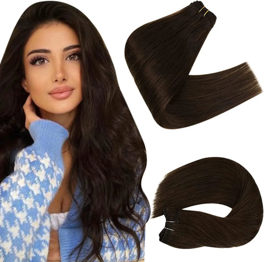 #2  Dark Brown  Remy Human Hair Weft/Weave Extensions - 100g - NZAZU