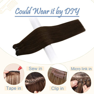 #2  Dark Brown  Remy Human Hair Weft/Weave Extensions - 100g - NZAZU