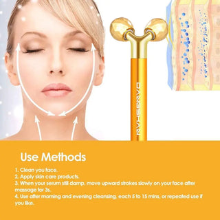 2-IN-1 Electric Face Massager Bar 24k Golden Facial Massager- Skin care - NZAZU