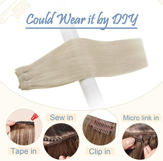 #60 Platinum Blonde Remy Human Hair Weft/Weave Extensions - 100g - NZAZU