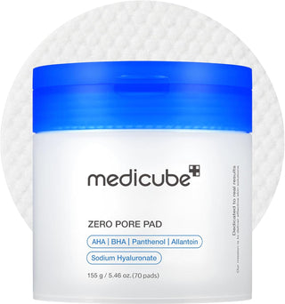 medicube Toner Pads Zero Pore Pad 2.0 for Exfoliation and Pore Care Dual-Textured Facial Pad with 4.5% AHA Lactic Acid, 0.45% BHA Salicylic Acid - For All, Korean Skin Care, 70 Pads, 1 Pack