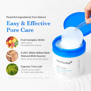 medicube Toner Pads Zero Pore Pad 2.0 for Exfoliation and Pore Care Dual-Textured Facial Pad with 4.5% AHA Lactic Acid, 0.45% BHA Salicylic Acid - For All, Korean Skin Care, 70 Pads, 1 Pack