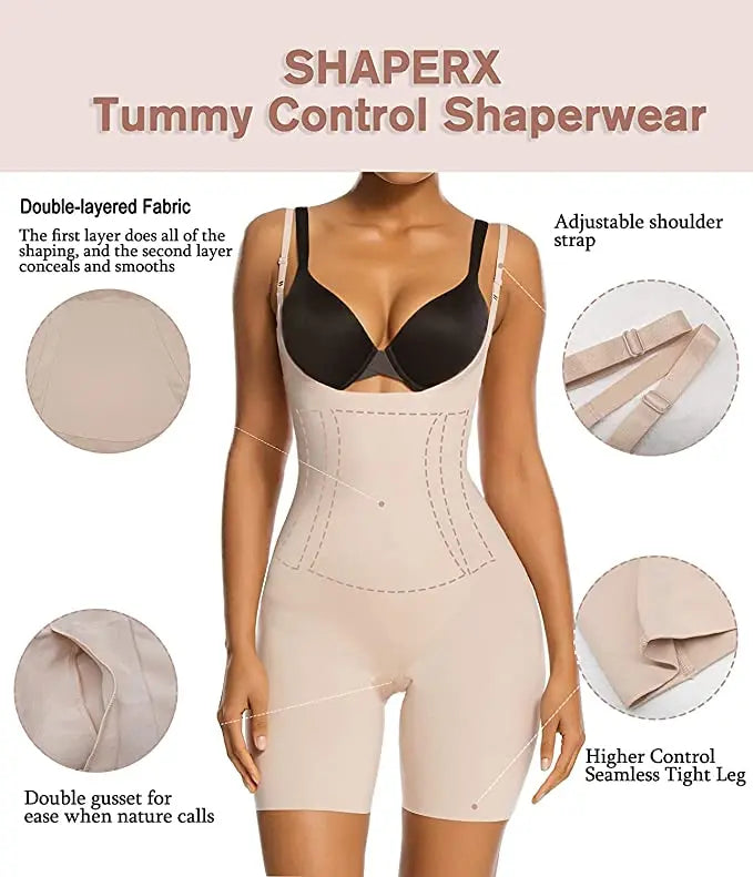 ARANZA Women's Bodysuit Blouse Tummy Control Body Shaper Blue Lace