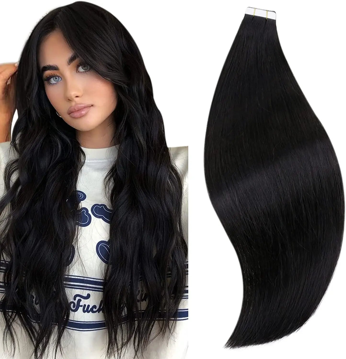 Invisible tape hair extensions  40pcs -Invisi Tape in Extension  #1B Natural Black - NZAZU