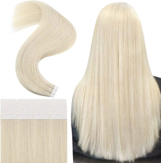 Invisible tape hair extensions  40pcs -Invisi Tape in Extension  #60 Platinum Blonde - NZAZU