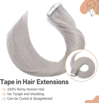 Invisible tape hair extensions  40pcs -Invisi Tape in Extension Grey Silver - NZAZU
