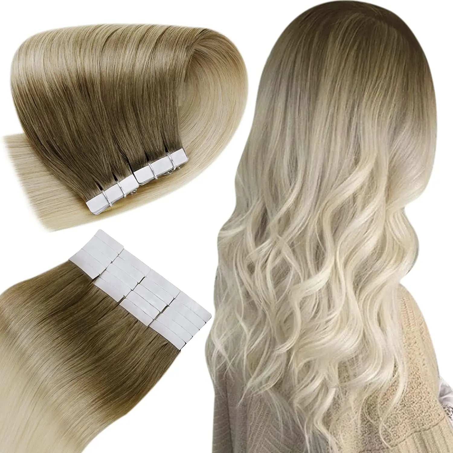 Invisible tape hair extensions  40pcs -Invisi Tape in Extension #3/8/613 - NZAZU