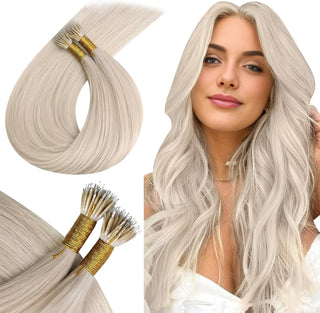 100g Premium Luxury Nano Ring Hair Extensions - #60A Extra White blonde